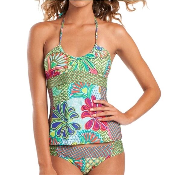 Trina Turk Zanzibar Floral Halter Tankini Size 4 - Picture 1 of 8